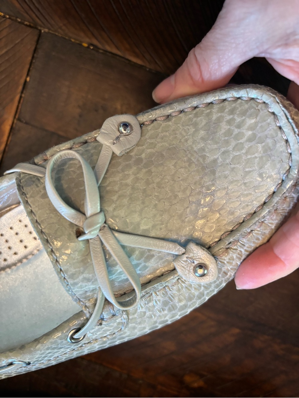 Marc Joseph New York Sea-glass Snakeskin Embossed Leather Driving Loafers 8 EUC